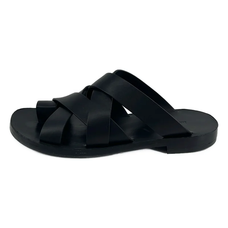 JIL SANDER / ジルサンダー | レザー クロス トングサンダル | 37 | レディース