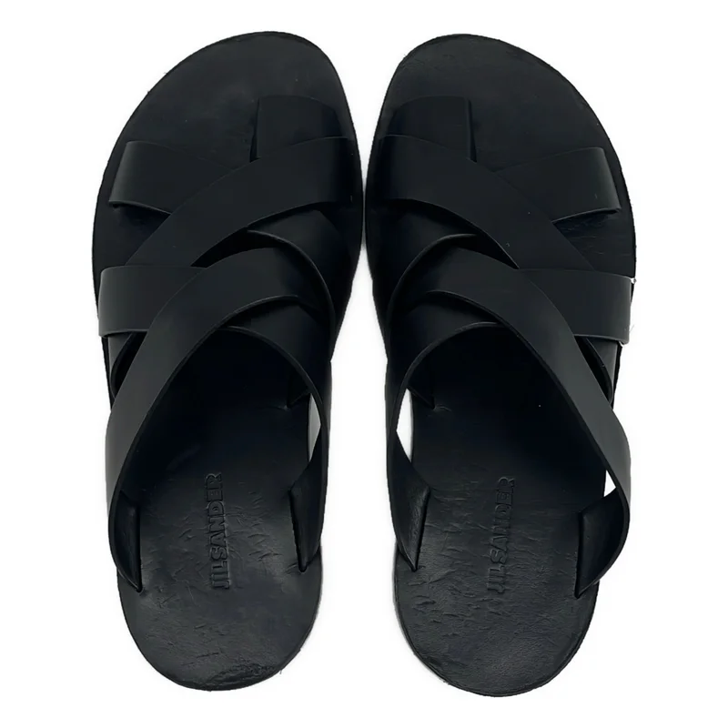 JIL SANDER / ジルサンダー | レザー クロス トングサンダル | 37 | レディース
