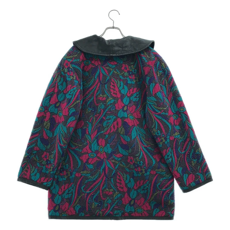 YVES SAINT LAURENT rive gauche / イヴサンローランリヴゴーシュ | 1990s | ヴィンテージ レザー 総柄裏地 リバーシブル ショールカラージャケット | 34 | レディース