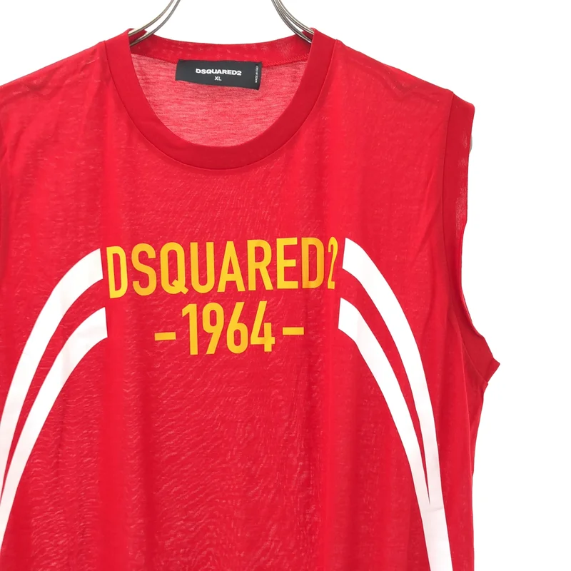 DSQUARED2 / ディースクエアード | ロゴプリント アシンメトリー ノースリーブワンピース | XL | レディース