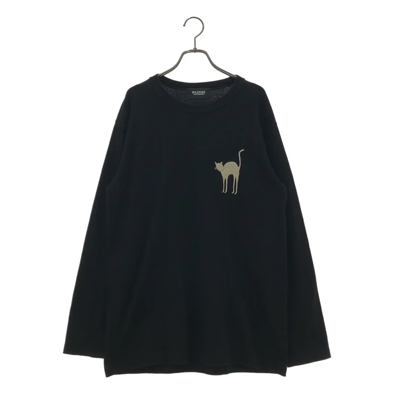 WILDSIDE YOHJI YAMAMOTO / ワイルドサイドヨウジヤマモト | Cat Shadow Graphic Embroidery Long Sleeve T-Shirt |