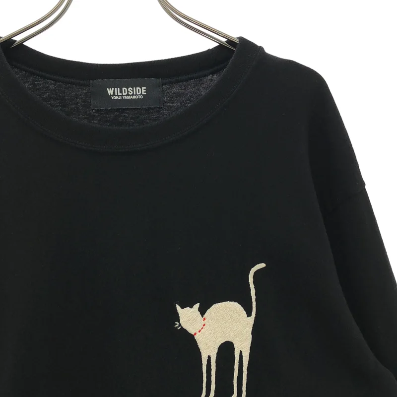 WILDSIDE YOHJI YAMAMOTO / ワイルドサイドヨウジヤマモト | Cat Shadow Graphic Embroidery Long Sleeve T-Shirt |