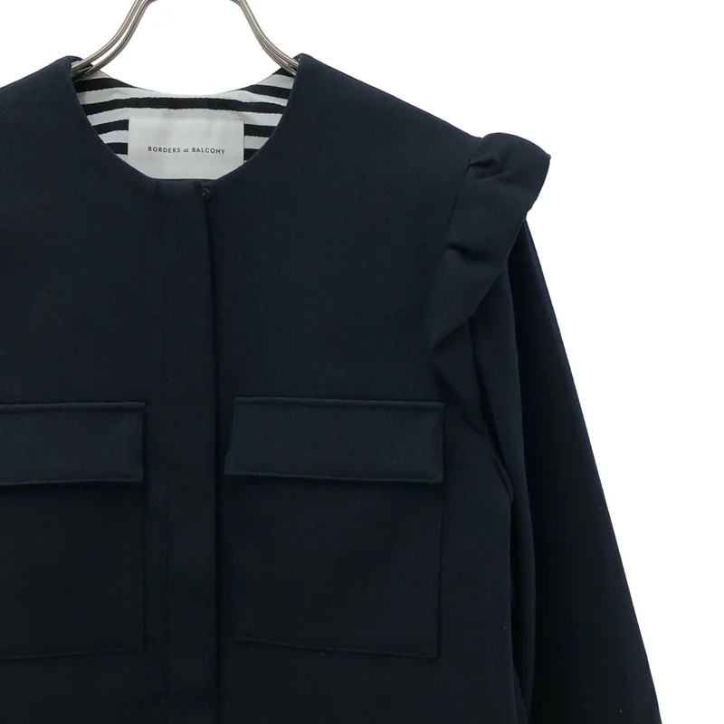BORDERS at BALCONY / ボーダーズアットバルコニー | 2024SS | SHOULDER FRILL COAT / ウール混 ショルダーフリルコート | 36 | レディース