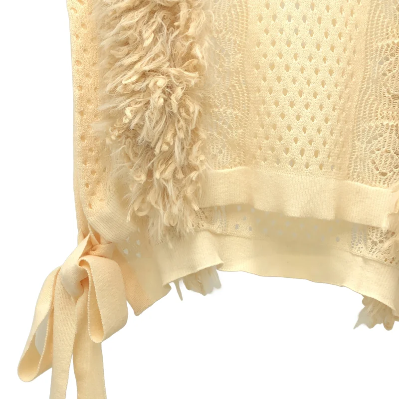 LEINWANDE / ラインヴァンド | Mixed Fringe Crop Top ニットベスト | F | レディース