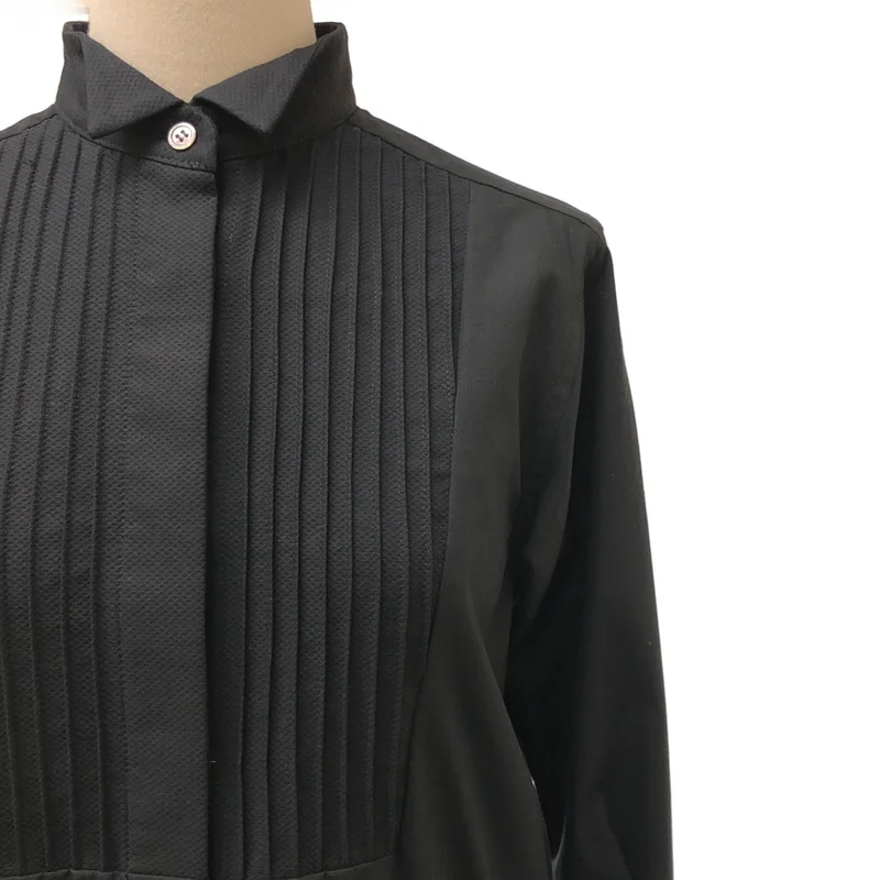 sacai / サカイ | 異素材切り替え ウィングカラー プリーツ シャツワンピース | 1 | レディース