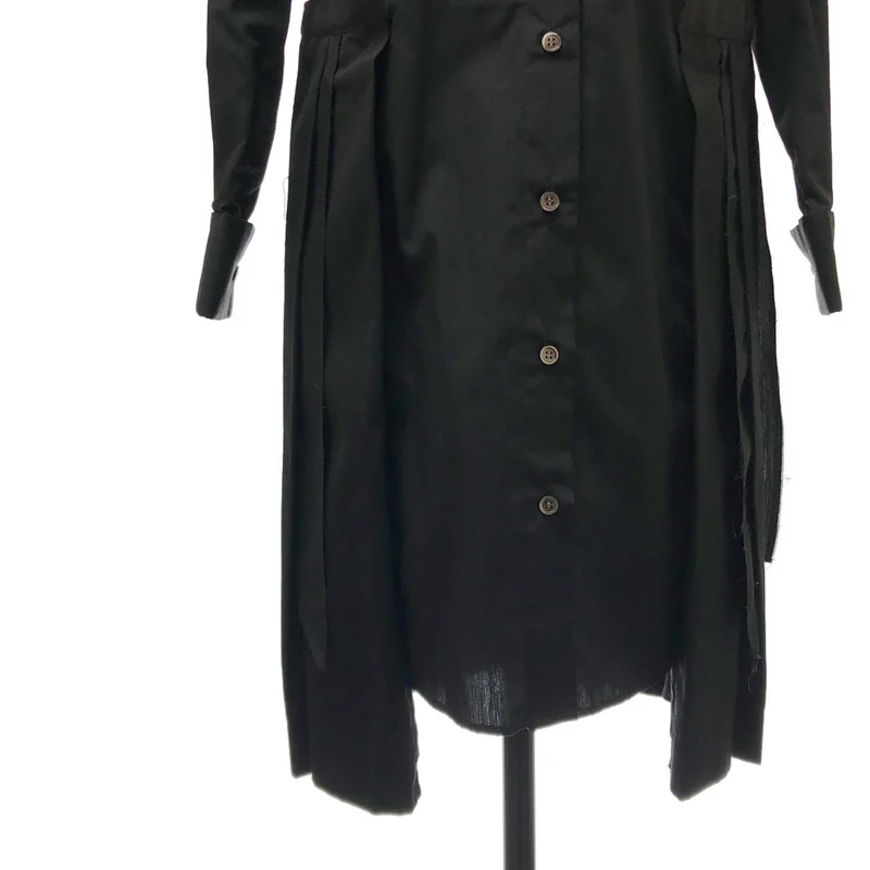 sacai / サカイ | 異素材切り替え ウィングカラー プリーツ シャツワンピース | 1 | レディース