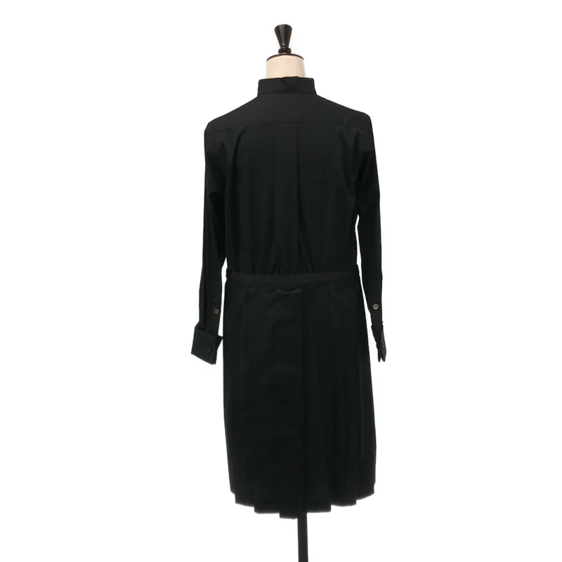 sacai / サカイ | 異素材切り替え ウィングカラー プリーツ シャツワンピース | 1 | レディース