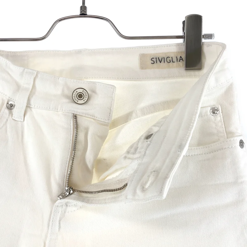 SIVIGLIA / シビリア | ロゴレザーパッチ デニムパンツ | 24 | レディース