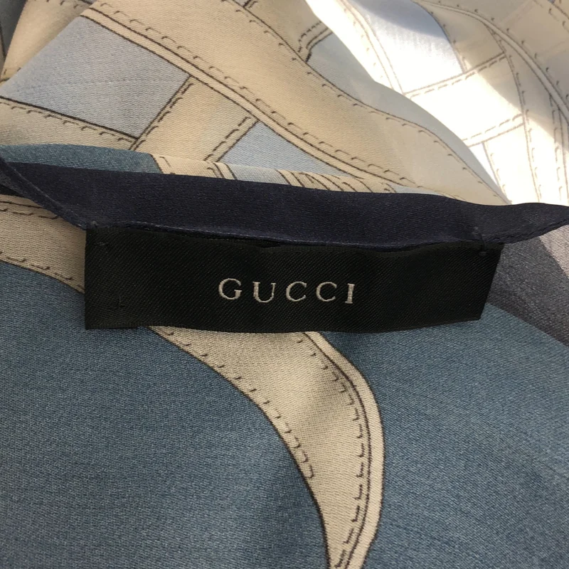 GUCCI / グッチ | シルク インターロッキング 総柄 大判ストール |