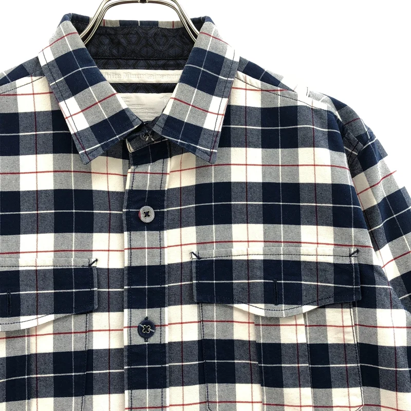 White Mountaineering / ホワイトマウンテニアリング | Cotton Oxford Check Back Darts Elbow Patched Shirt / コットン オックスフォード バックダーツ エルボーパッチ チェックシャツ | 1 | メンズ