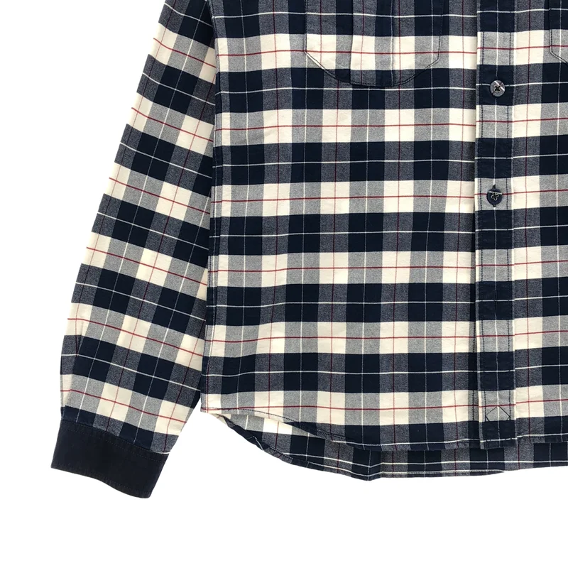 White Mountaineering / ホワイトマウンテニアリング | Cotton Oxford Check Back Darts Elbow Patched Shirt / コットン オックスフォード バックダーツ エルボーパッチ チェックシャツ | 1 | メンズ