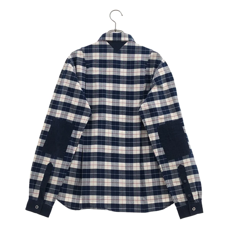 White Mountaineering / ホワイトマウンテニアリング | Cotton Oxford Check Back Darts Elbow Patched Shirt / コットン オックスフォード バックダーツ エルボーパッチ チェックシャツ | 1 | メンズ