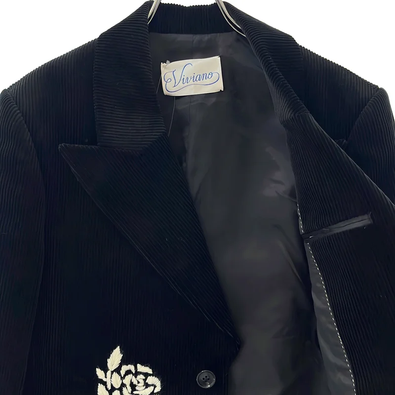 VIVIANO / ヴィヴィアーノ | 2026AW | フラワー刺しゅう ノッチドラペル コーデュロイ テーラードジャケット | S | レディース