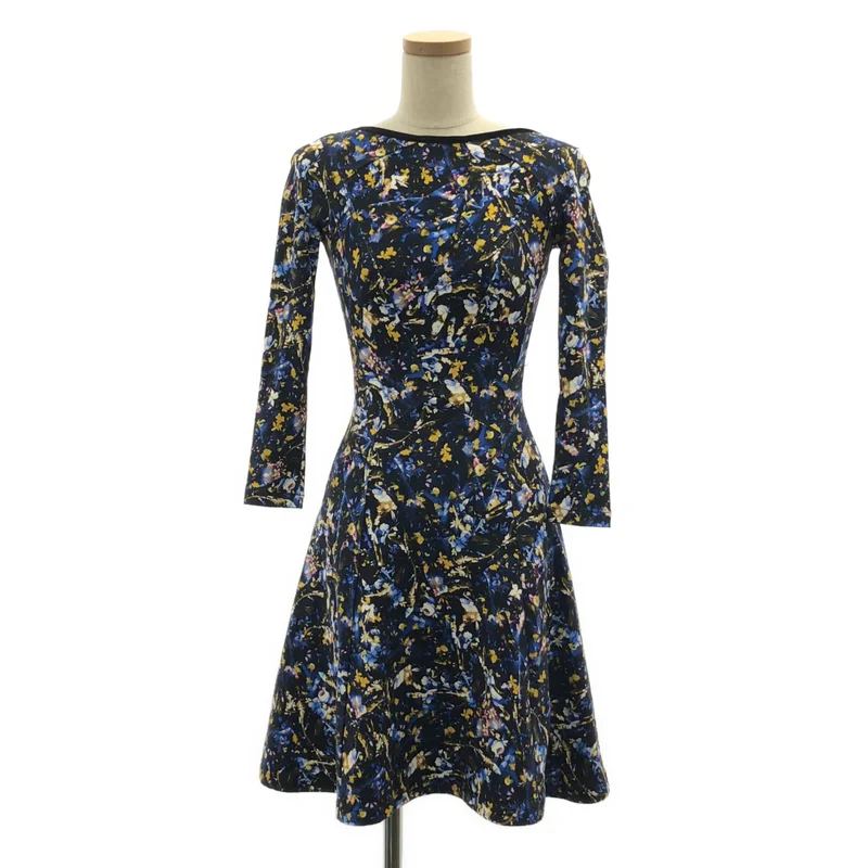 ERDEM / アーデム | コットンストレッチ フラワープリント 7分丈ワンピース | 6 | レディース