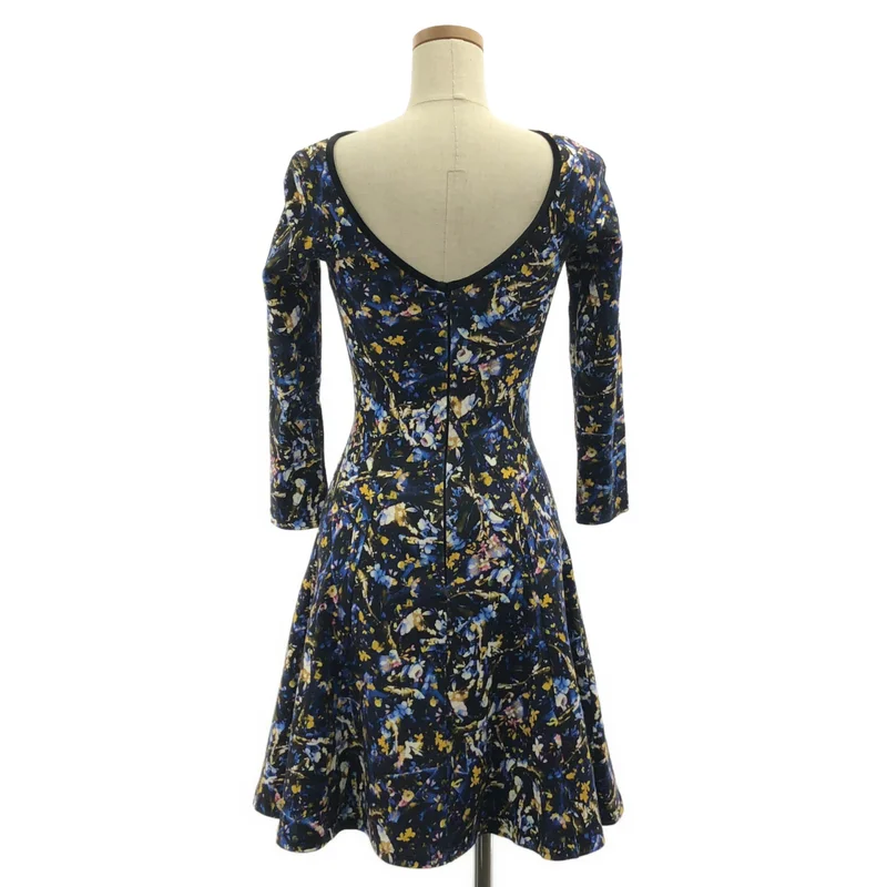 ERDEM / アーデム | コットンストレッチ フラワープリント 7分丈ワンピース | 6 | レディース