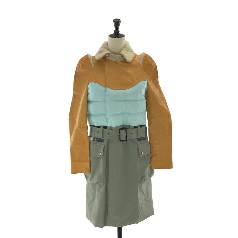 UNDER COVER  / アンダーカバー | 2008AW | UNREALREALCLOTHES期 レザー 異素材切替 ベルテッド ライダースコート | 1 | レディース