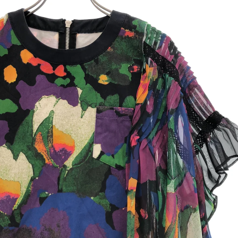 sacai / サカイ | 異素材 マルチカラー プリーツ プルオーバー | 1 | レディース