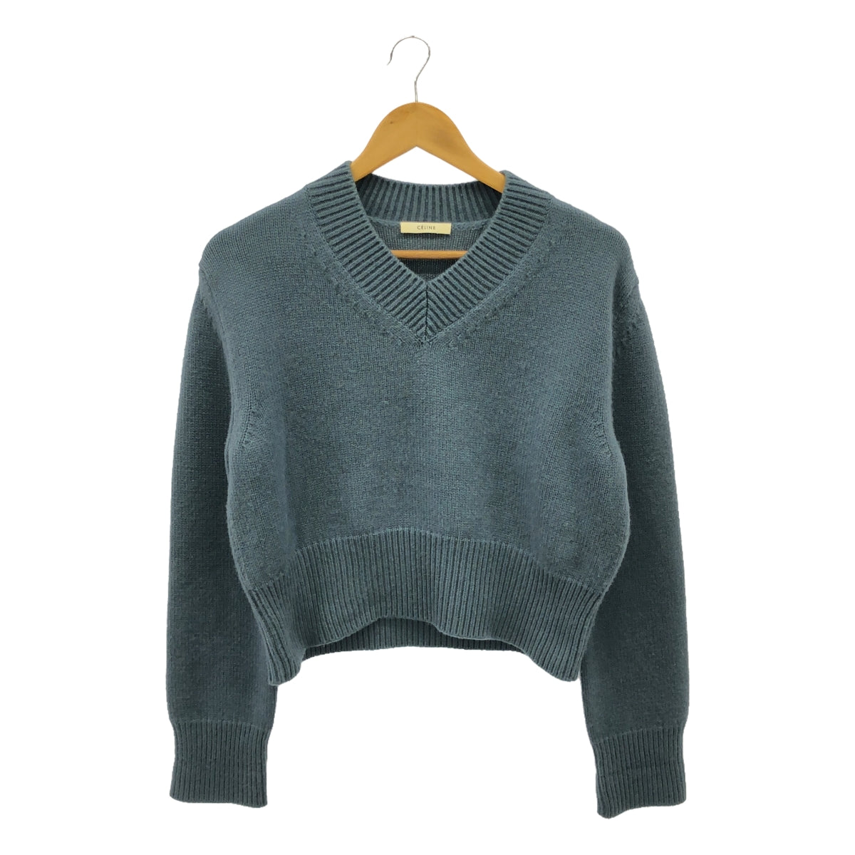 CELINE セリーヌ カシミヤ100% ニット S くすみグリーン 中古・古着通販】CELINE (セリーヌ) モヘア ショートスリーブニット