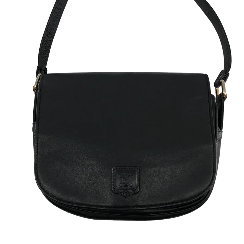 CELINE / セリーヌ | レザー ロゴ フラップ ショルダーバッグ |