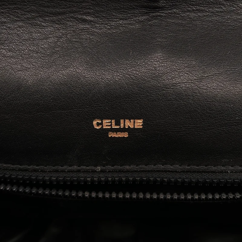 CELINE / セリーヌ | レザー ロゴ フラップ ショルダーバッグ |