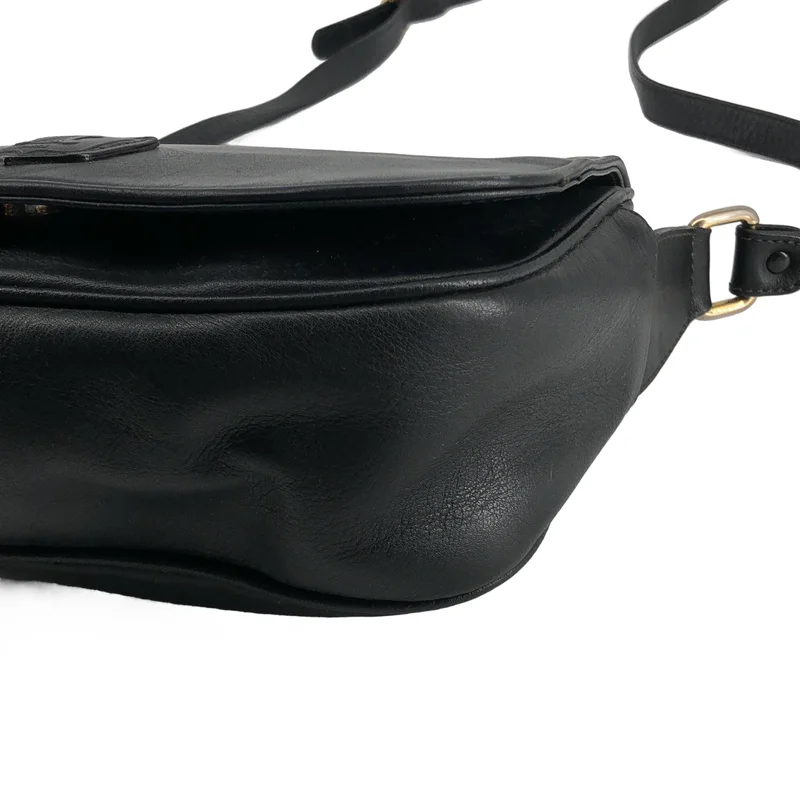 CELINE / セリーヌ | レザー ロゴ フラップ ショルダーバッグ |