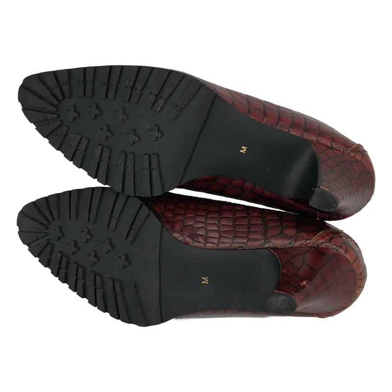 JUNYA WATANABE COMME des GARCONS / ジュンヤワタナベ | レザー クロコ型押し ポインテッドトゥ ヒールパンプス | M | レディース