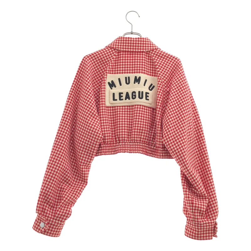 miu miu / ミュウミュウ | 2020年製 | ウール パッチロゴ ギンガムチェック クロップドジャケット | 38 | レディース