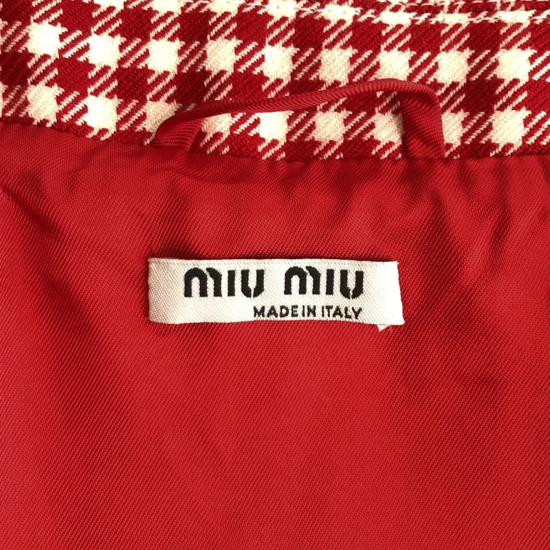 miu miu / ミュウミュウ | 2020年製 | ウール パッチロゴ ギンガムチェック クロップドジャケット | 38 | レディース