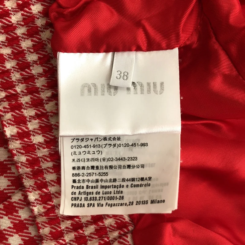 miu miu / ミュウミュウ | 2020年製 | ウール パッチロゴ ギンガムチェック クロップドジャケット | 38 | レディース