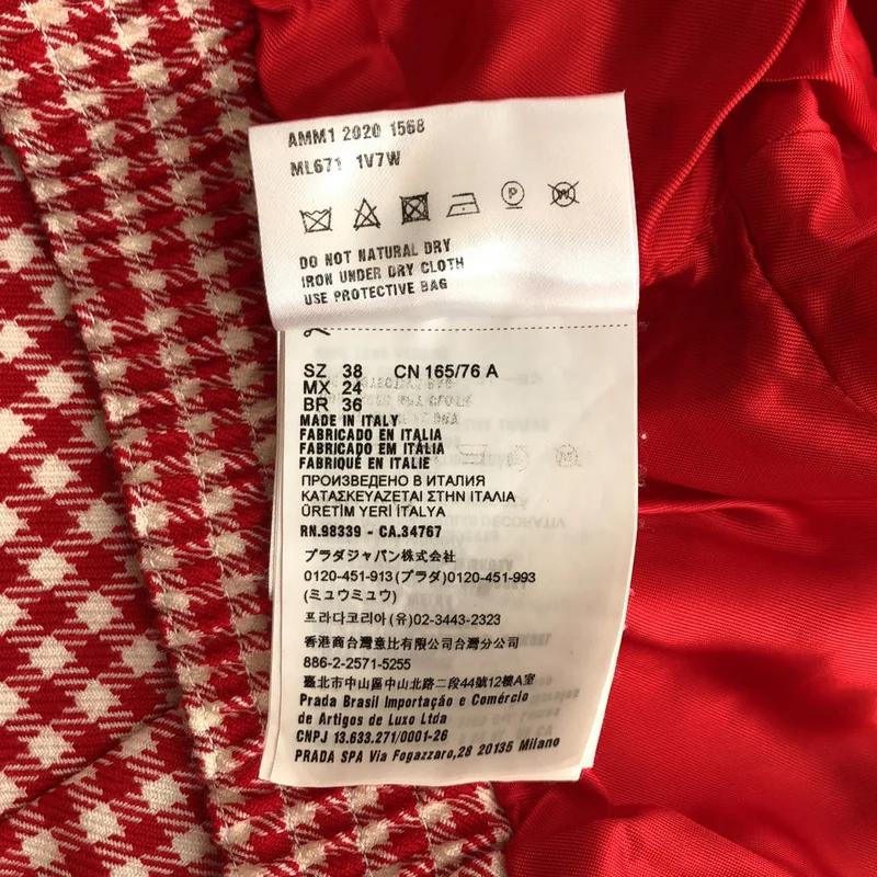 miu miu / ミュウミュウ | 2020年製 | ウール パッチロゴ ギンガムチェック クロップドジャケット | 38 | レディース