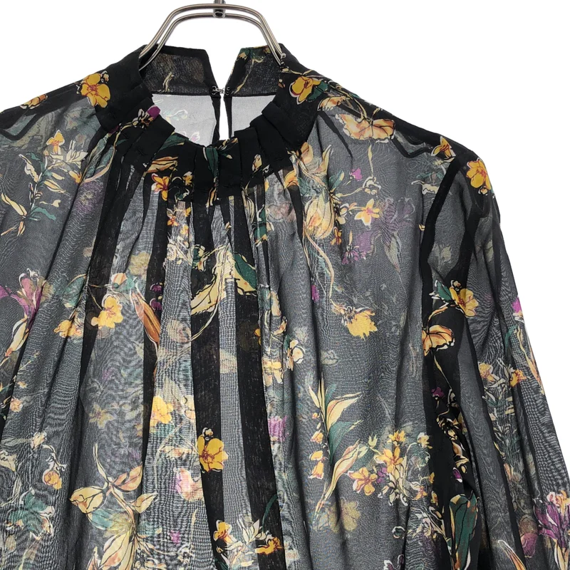TOMORROWLAND collection / トゥモローランドコレクション | フラワープリント フロントタック シルクブラウス | 36 | レディース