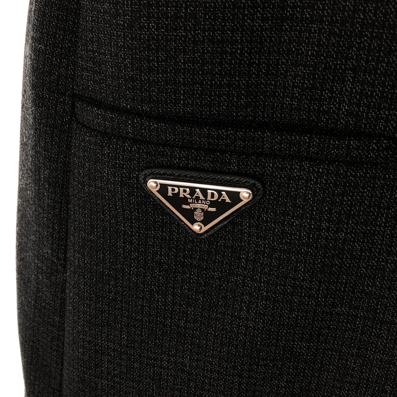 PRADA / プラダ | 2021AW | トライアングル 三角ロゴ プリーツドッキング ベルテッドスカート | 40 | レディース