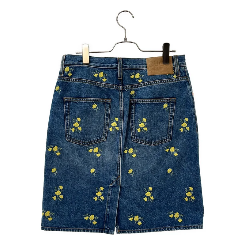GUCCI / グッチ | フラワー刺しゅうデニムタイトスカート | 40 | レディース