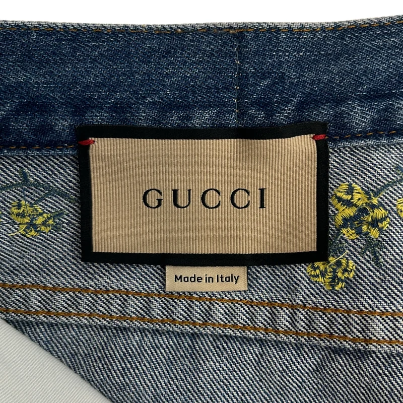 GUCCI / グッチ | フラワー刺しゅうデニムタイトスカート | 40 | レディース