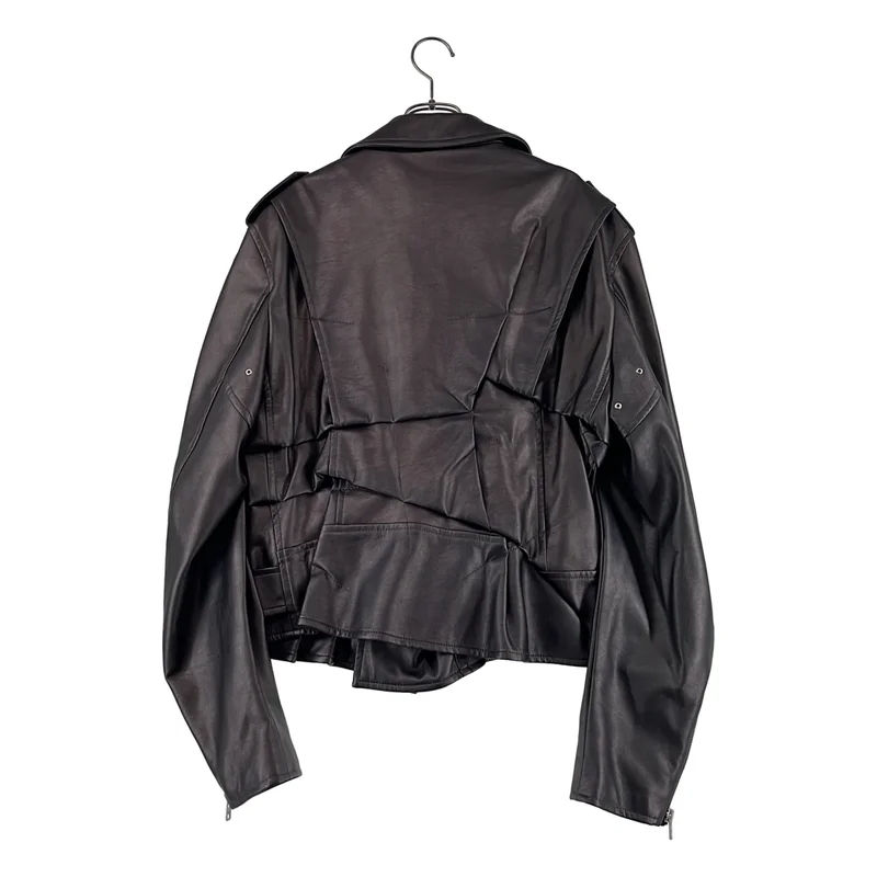 COMME des GARCONS HOMME PLUS / コムデギャルソンオムプリュス | 2021SS | SYNTHETIC LEATHER BIKER JACKET / 変形 ライダースジャケット | L | メンズ