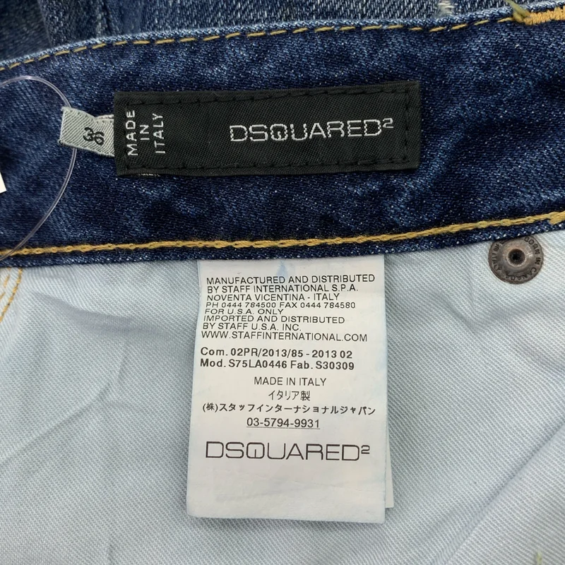 DSQUARED2 / ディースクエアード | ダメージ加工 ロゴボタン デニムパンツ | 36 | レディース