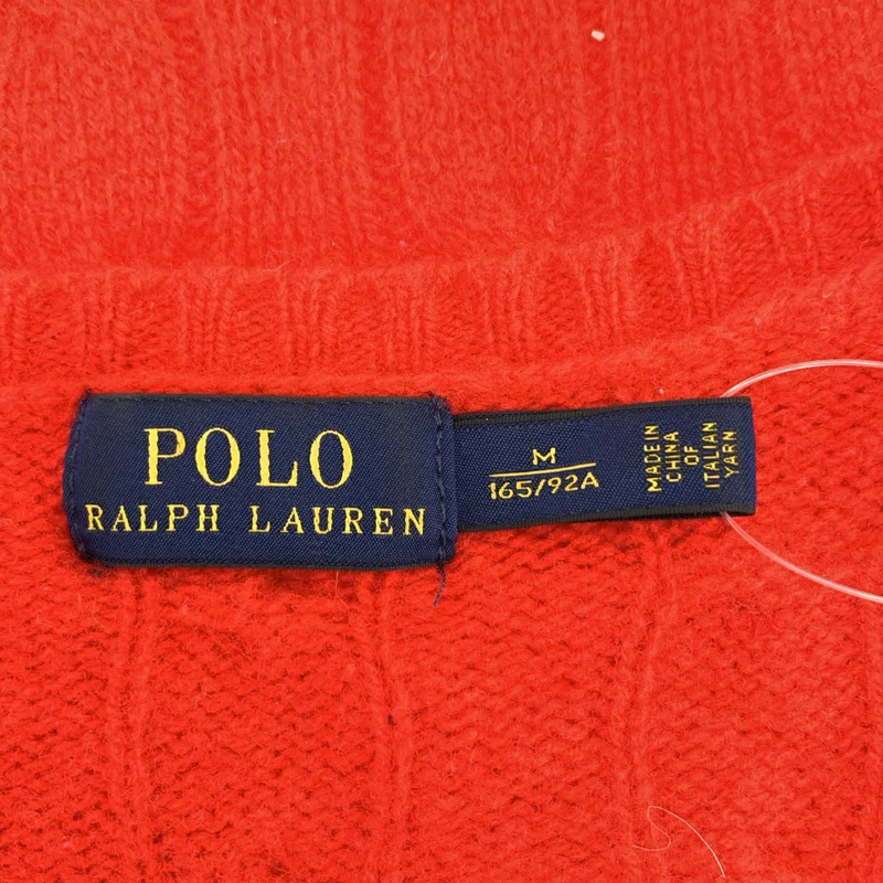 POLO RALPH LAUREN / ポロラルフローレン | ウール ワンポイントポニー ケーブル ニット セーター | M | レディース