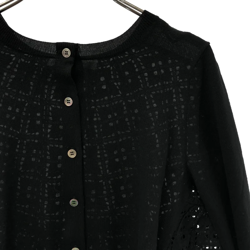 sacai luck / サカイラック | ウール バックレース切り替え クルーネックカーディガン | 2 | レディース