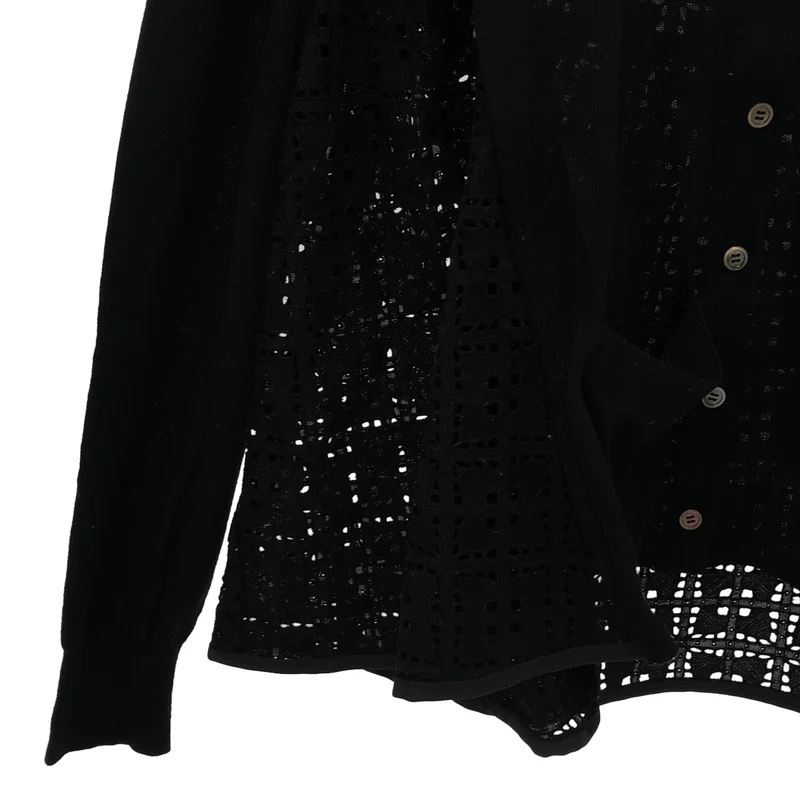 sacai luck / サカイラック | ウール バックレース切り替え クルーネックカーディガン | 2 | レディース