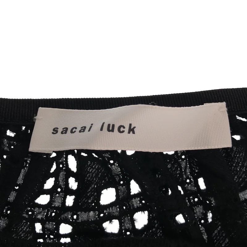 sacai luck / サカイラック | ウール バックレース切り替え クルーネックカーディガン | 2 | レディース
