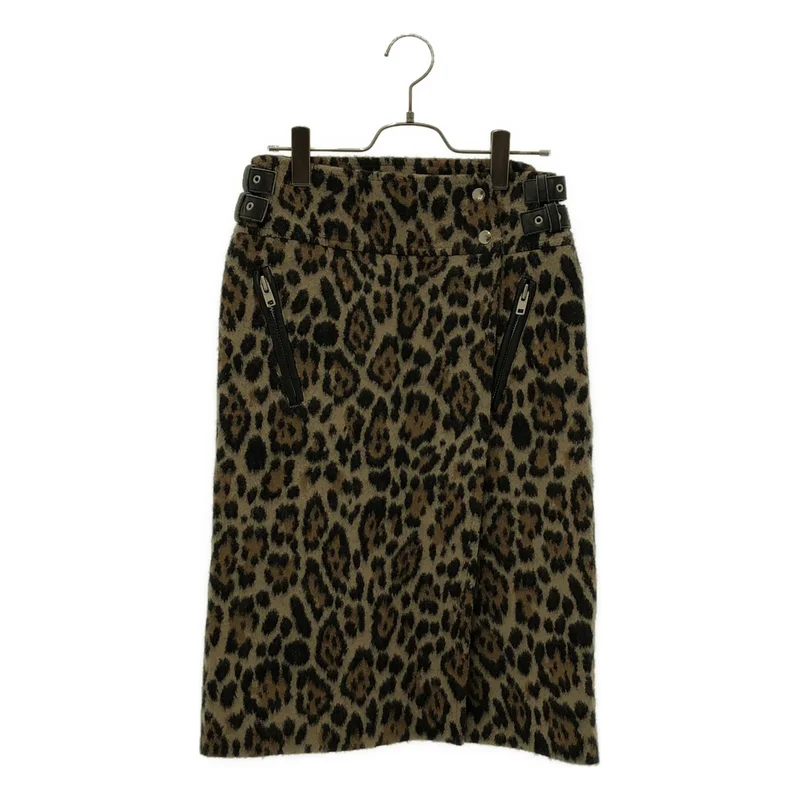 sacai luck / サカイラック | ウール レオパード サイドベルト スリットスカート | 1 | レディース
