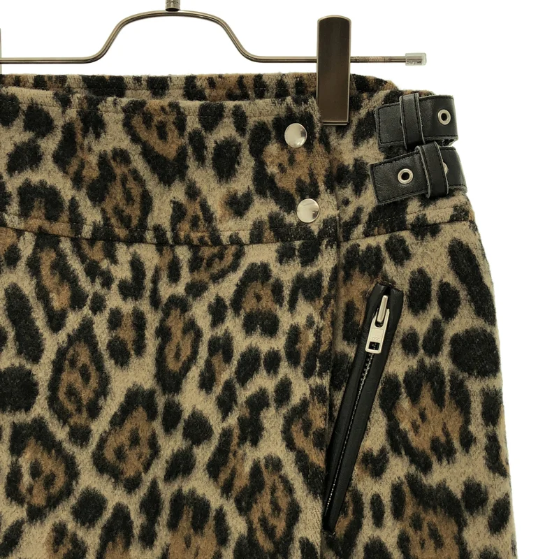 sacai luck / サカイラック | ウール レオパード サイドベルト スリットスカート | 1 | レディース