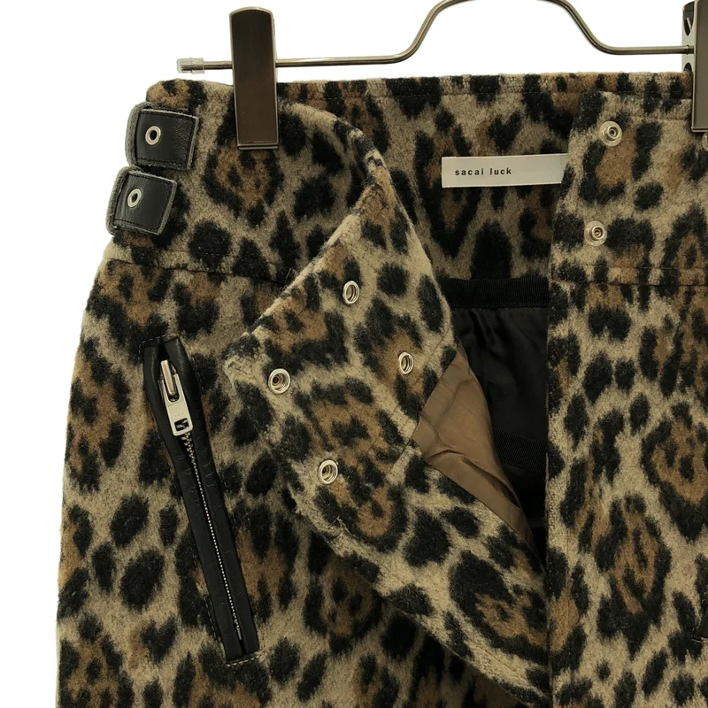 sacai luck / サカイラック | ウール レオパード サイドベルト スリットスカート | 1 | レディース