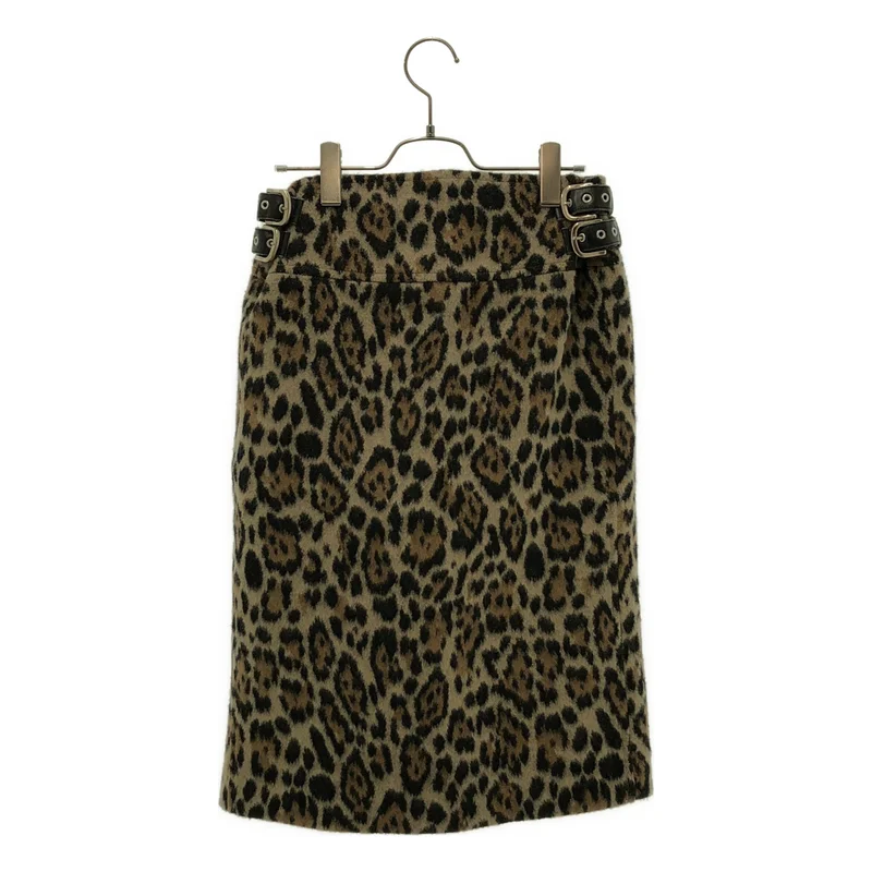 sacai luck / サカイラック | ウール レオパード サイドベルト スリットスカート | 1 | レディース