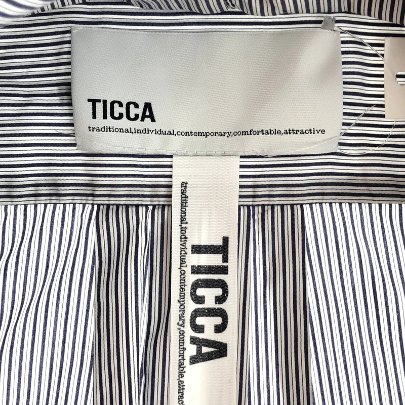 TICCA / ティッカ | ストライプ スクエア ビッグ 半袖シャツ | F | レディース