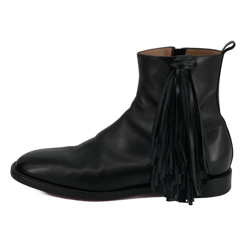 Christian Louboutin / クリスチャンルブタン | レザー フリンジ サイドジップブーツ | 43 | メンズ