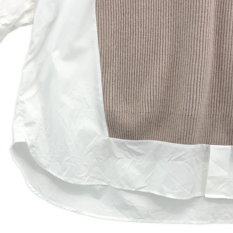 Maison Margiela / メゾンマルジェラ | 2020AW | 異素材 切替 ドッキング オーバーシルエット シャツ ニット | XXS | レディース