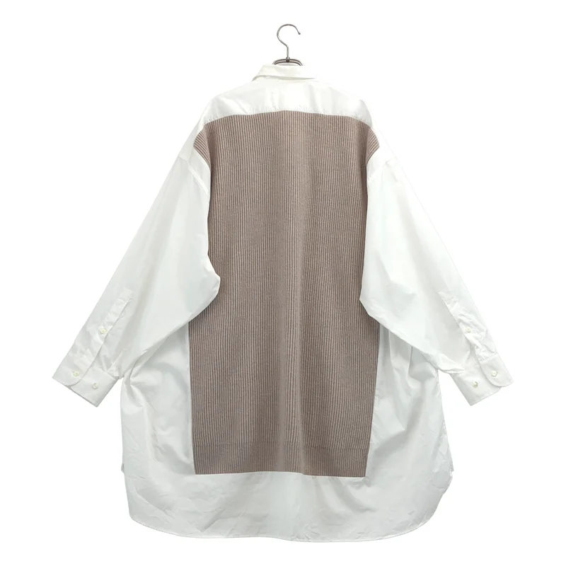 Maison Margiela / メゾンマルジェラ | 2020AW | 異素材 切替 ドッキング オーバーシルエット シャツ ニット | XXS | レディース