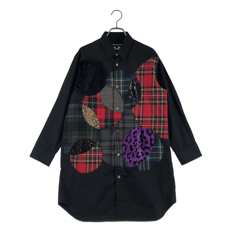 JUNYA WATANABE COMME des GARCONS / ジュンヤワタナベ | 2017AW | 異素材 切替 総柄 パッチワーク オーバーシルエット シャツ | S | レディース