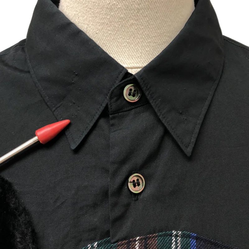 JUNYA WATANABE COMME des GARCONS / ジュンヤワタナベ | 2017AW | 異素材 切替 総柄 パッチワーク オーバーシルエット シャツ | S | レディース